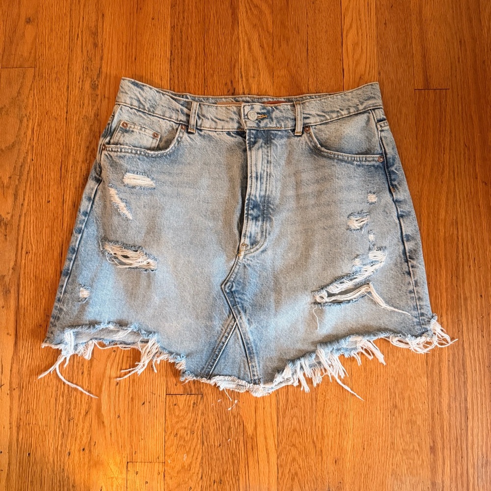 Pilcro Light Blue Washed Denim Skirt